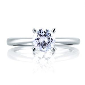 CENTER DIAMOND STUDDED PRONG ENGAGEMENT RING