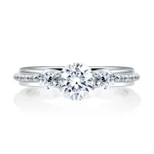 THREE STONE ROUND WITH MICRO PAVÉ SIDE ENGAGEMENT RING