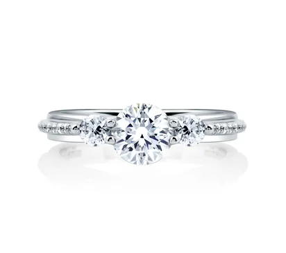 THREE STONE ROUND WITH MICRO PAVÉ SIDE ENGAGEMENT RING