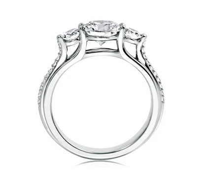 THREE STONE ROUND WITH MICRO PAVÉ SIDE ENGAGEMENT RING
