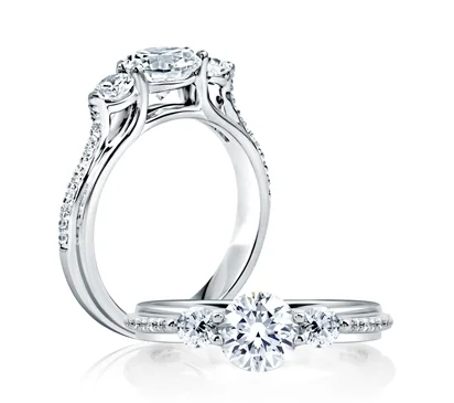 THREE STONE ROUND WITH MICRO PAVÉ SIDE ENGAGEMENT RING