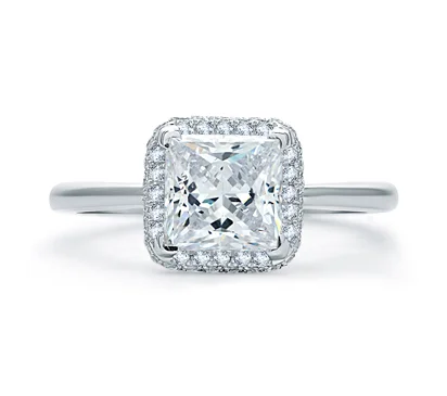 QUILTED PAVÉ PRINCESS CUT HALO ENGAGEMENT RING