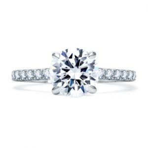 DELICATE ROUND DIAMOND CENTER QUILTED ENGAGEMENT RING