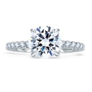 QUILTED FRENCH PAVÉ ROUND DIAMOND CENTER ENGAGEMENT RING