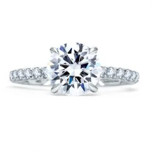QUILTED FRENCH PAVÉ ROUND DIAMOND CENTER ENGAGEMENT RING