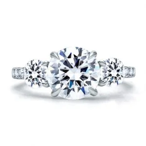 THREE STONE QUILTED FRENCH PAVÉ ENGAGEMENT RING