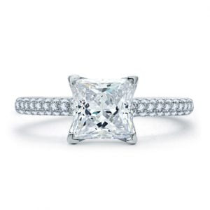 DELICATE PAVÉ PRINCESS CUT QUILTED ENGAGEMENT RING