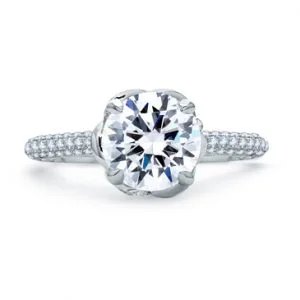 QUILTED MICRO PAVÉ HALO DESIGNER KNOT ENGAGEMENT RING