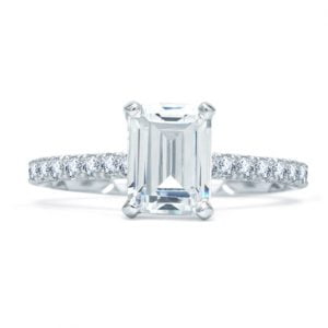 QUILTED FRENCH PAVÉ EMERALD CUT CENTER ENGAGEMENT RING