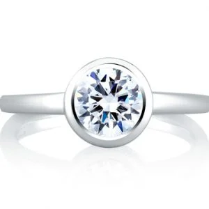 ROUND HALO BEZEL CENTER SET ENGAGEMENT RING