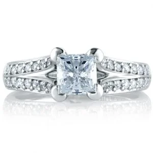 SPLIT PRONG CATHEDRAL PRINCESS ENGAGEMENT RING