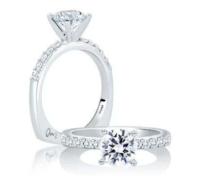 TIMELESS CLASSIC DOUBLE PRONG SET CENTER WITH SHARED PRONG DOUBLE SHANK ENGAGEMENT RING