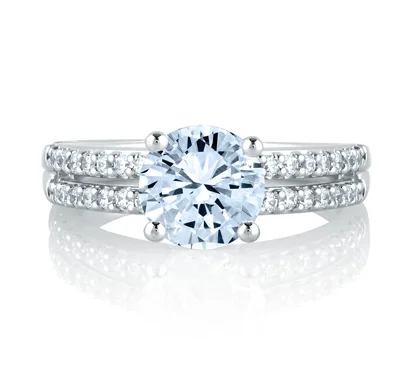 CLASSIC TWO ROW SHARED PRONG ENGAGEMENT RING