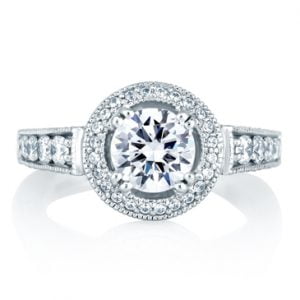CLASSIC MILGRAIN HALO SET ENGAGEMENT RING
