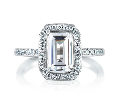 EMERALD THREE LEVEL HALO ENGAGEMENT RING