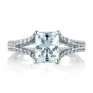 Classic Split Shank Emerald Engagement Ring