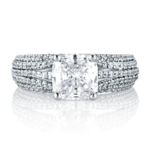 Five Row Diamond Dazzling Cushion Engagement Ring