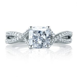 Criss Crossover Cushion Cut Engagement Ring