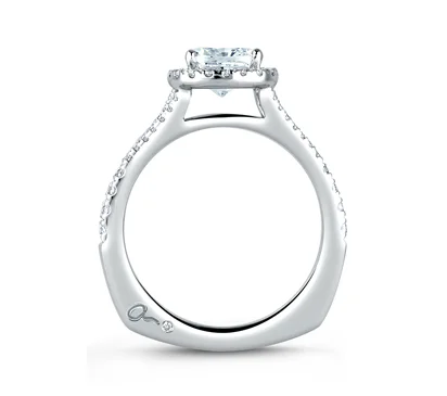 Split Shank Open Bridge Halo Cushion Engagement Ring