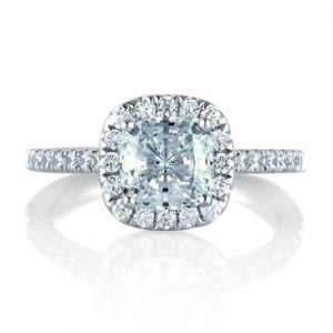 Cathedral Open Bridge Halo Cushion Engagement Ring