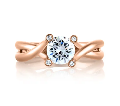 Rose Gold Bubble Solitaire with Natural Pink Diamonds Embedded in Signature "A"  Engagement Ring