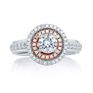 Double Halo Rose Gold Diamond Pavé Engagement Ring