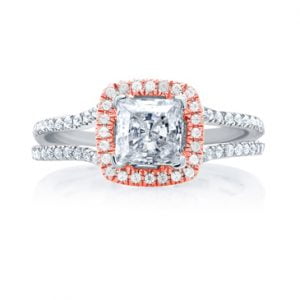 Center of My Universe™ Princess Cut Rose Gold Diamond Halo Engagement Ring