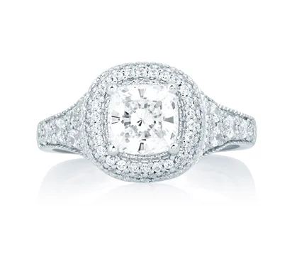  Pavé Deco Halo with Asscher Cut Center diamond