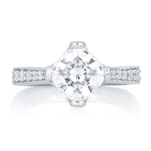 Deco Diamond Prong Milgrain Engagement Ring