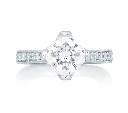 Deco Diamond Prong Milgrain Engagement Ring