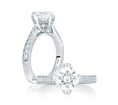 Deco Diamond Prong Milgrain Engagement Ring
