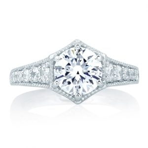 Deco Pentilinear Pavé Engagement Ring