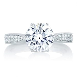 Deco Tulip Top Vintage Engagement Ring