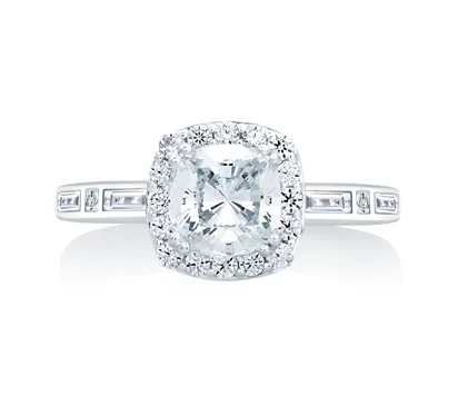 Cushion Cut Halo With Baguettes And Princess At The Sides