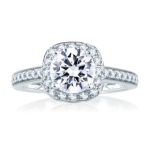 Exquisite Quilted Interior Halo Engagement Ring