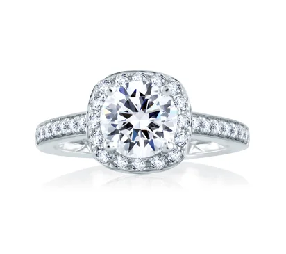 Exquisite Quilted Interior Halo Engagement Ring