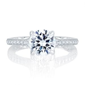 Quilted Antique Inspired Look Round Diamond Center Engagement Ring