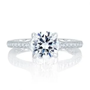 Quilted Antique Inspired Look Round Diamond Center Engagement Ring