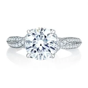 Twisted Split Shank Micro Pav? Round Diamond Center Quilted Engagement Ring