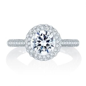 Micro Pav? Halo Round Diamond Center Quilted Engagement Ring