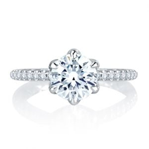 A. Jaffe Floral Inspired Halo Round Diamond Quilted Engagement Ring