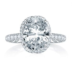 A. Jaffe Dazzling Oval Pave Vine-Crossover Diamond Engagement Ring