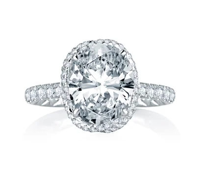 A. Jaffe Dazzling Oval Pave Vine-Crossover Diamond Engagement Ring