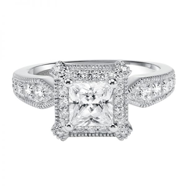 Hillary' Diamond Halo Engagement Ring  - 31-V359ECW-E.00