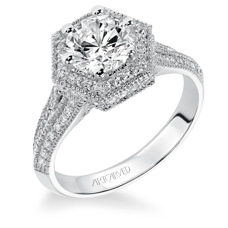 Meredith' Diamond Halo Engagement Ring  - 31-V373FRW-E.00