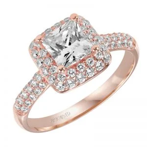 Betsy' Diamond Halo Engagement Ring in Rose Gold  - 31-V378ECR