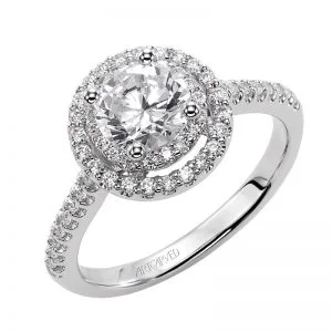 Sandy' Diamond Halo Engagement Ring  - 31-V380ERW