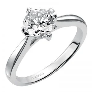 Nancy Solitaire Diamond Engagement Ring With Polished Band  - 31-V404ERW