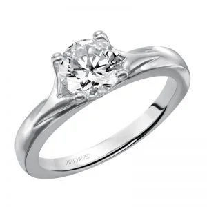 Monica' Solitaire Diamond Engagement Ring With Polished Band  - 31-V405ERW