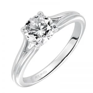 Lana' Solitaire Diamond Engagement Ring With Polished Band - 31-V408ERW